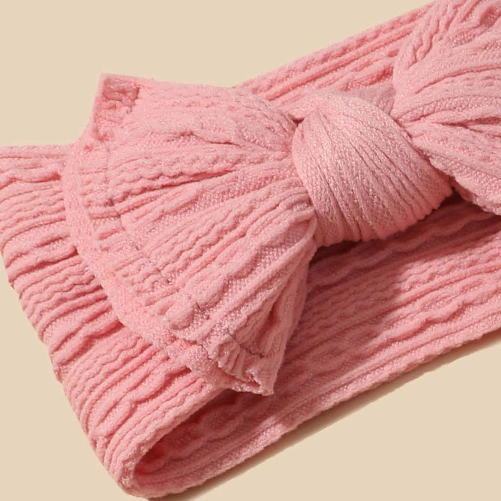 Opaska Dziecięca z Kokardą Podwójna Żakardowa Szeroka Elastyczna Węzeł na Górze Regulowana dla Dziewczynek 0-24 Miesięcy Miękka Bawełniana Opaska Niemowlęca Do Zdjęć Noworodkowych