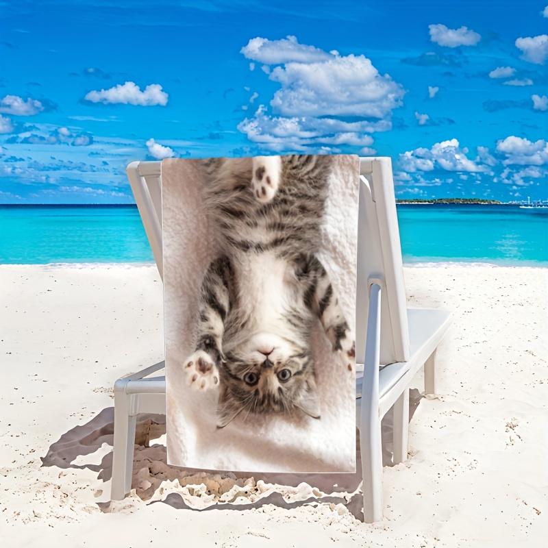 Asciugamano da Spiaggia Gatto Tigrato Carino 2D Sovradimensionato Asciugatura Rapida Senza Sabbia per Spiaggia Piscina Nuoto Viaggio Asciugamano Morbido Assorbente Regalo