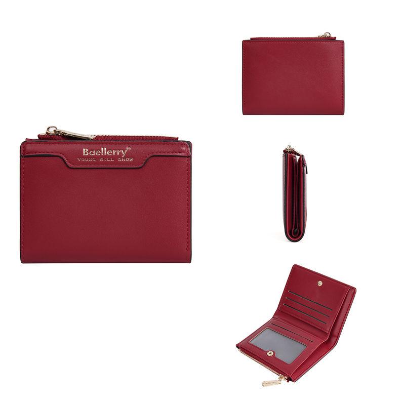 

Baellerry Женские Модные Кошельки Искусственная Кожа Двухскладной Кошелек Короткий Держатель для Карт Кошелек для Монет 12.6*10*2cm красный