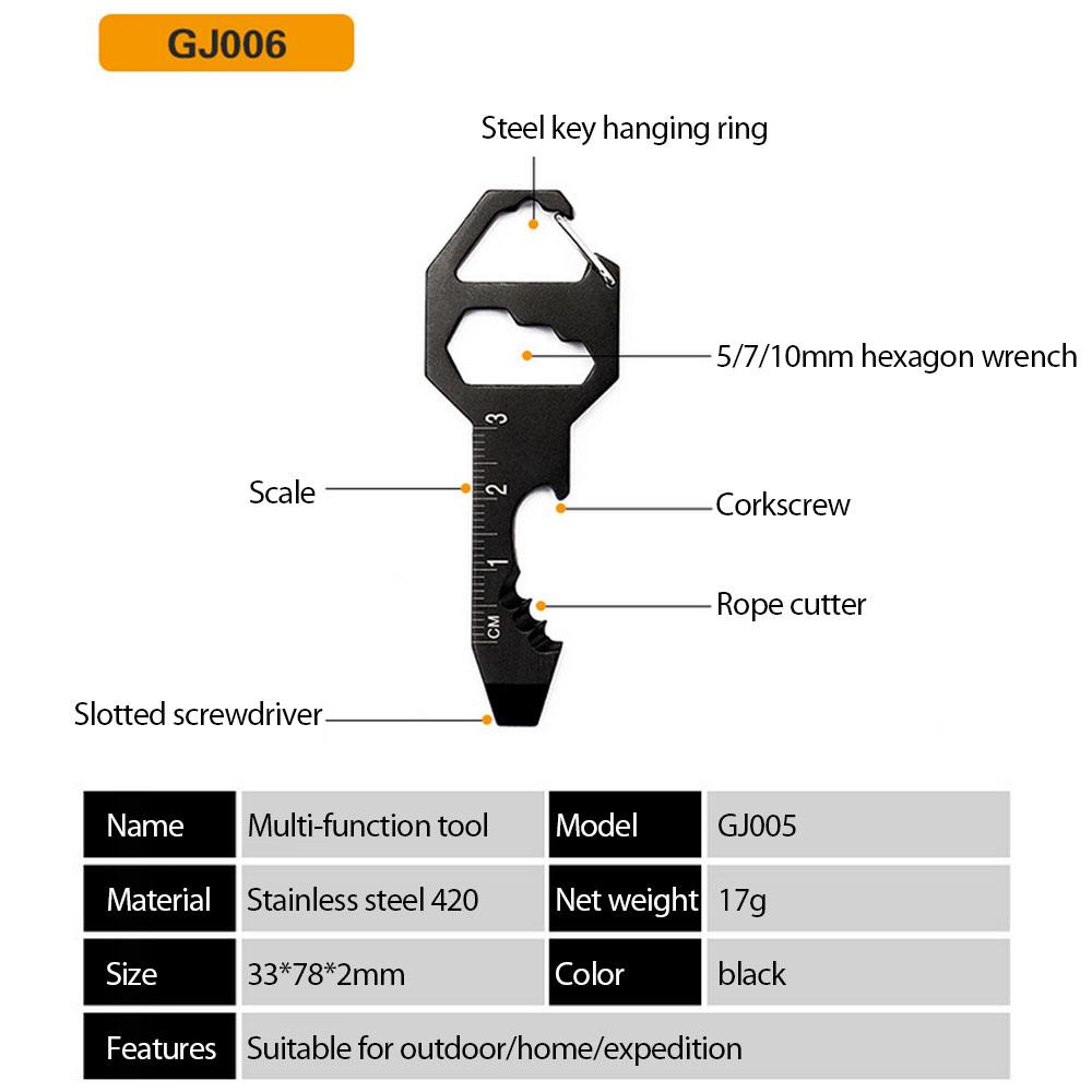 Nyckelring med kapsylöppnare Universal Multifunktionell Kapsylöppnare Sexkantigt Hänge Stål Nyckelformad Utomhus Kortverktyg
