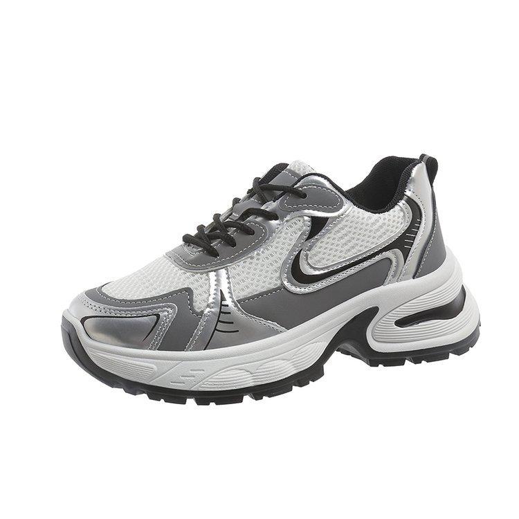 

Сетчатые дышащие кроссовки в тон, летние новинки для кампуса, универсальная повседневная женская обувь, толстая подошва, увеличивающая рост, спортивная обувь 40 темно-серого