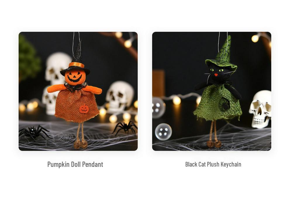 Cartoon Burlap Elf Pumpkin Doll Pendant for Halloween Decorations and Scene Dressing