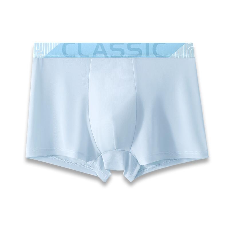 4 Stück Sommer Eis Seide Herren Unterwäsche Flache Ecken Teenager Jungen Atmungsaktiv Vier Ecken Unterwäsche Boxer Brief
