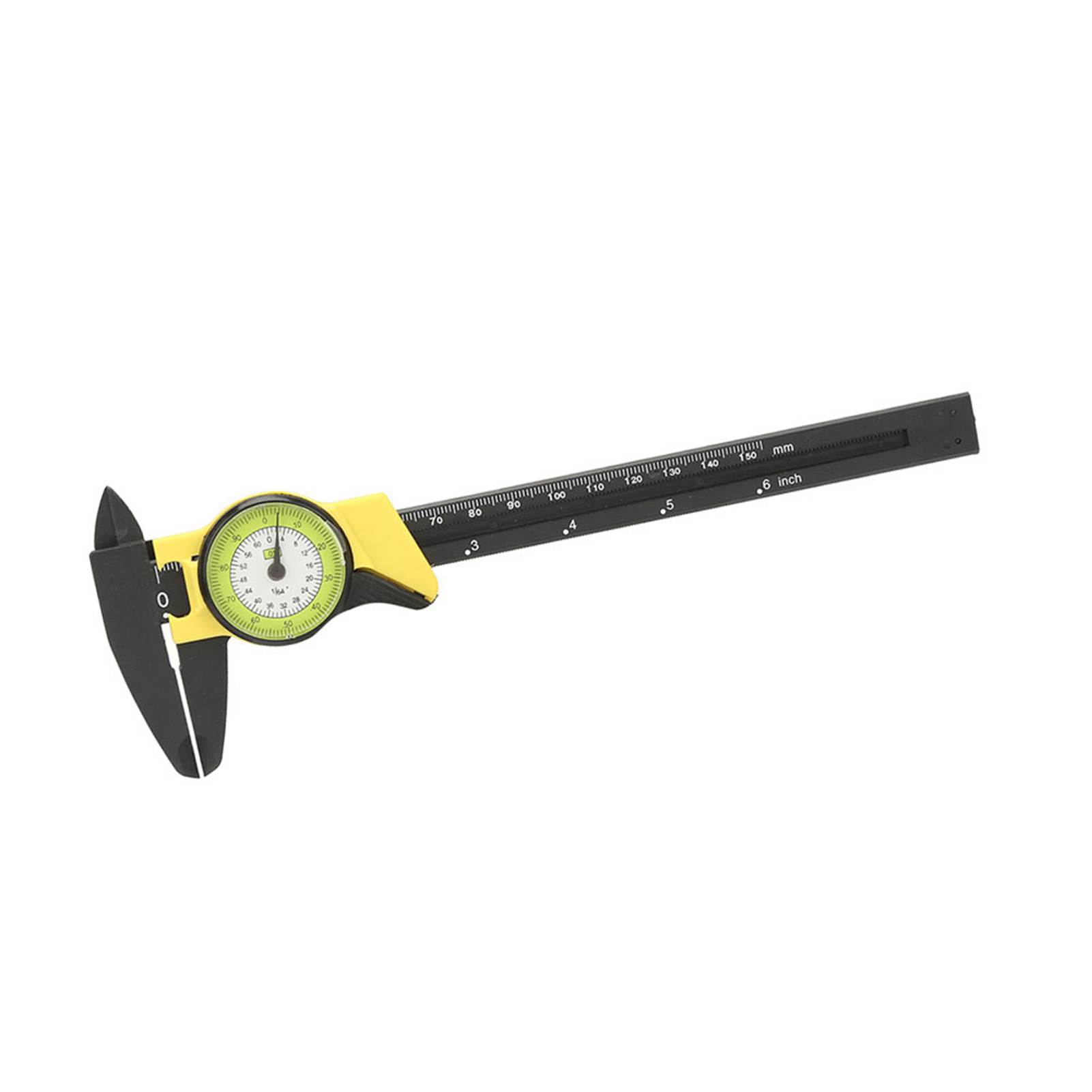 

0 150mm Plastic Dial Vernier Caliper Ruler Gauge Roofessional Measure Tool (Yellow)
