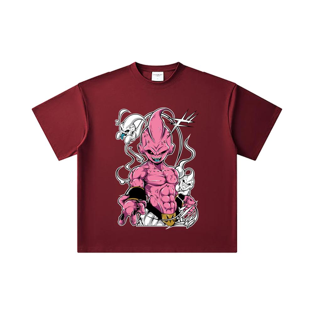 260 GSM Double Yarn 32 Count 100% Cotton Dragon Ball V12 Majin Buu Print Unisex Heavy Cotton T Shirt