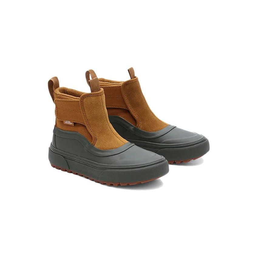 Vans Slip-On Round Toe Comfortable Shock Absorbing Durable High-Top Casual Shoes Kids Casual Shoes Gray Brown VN0A5HZ6BGS