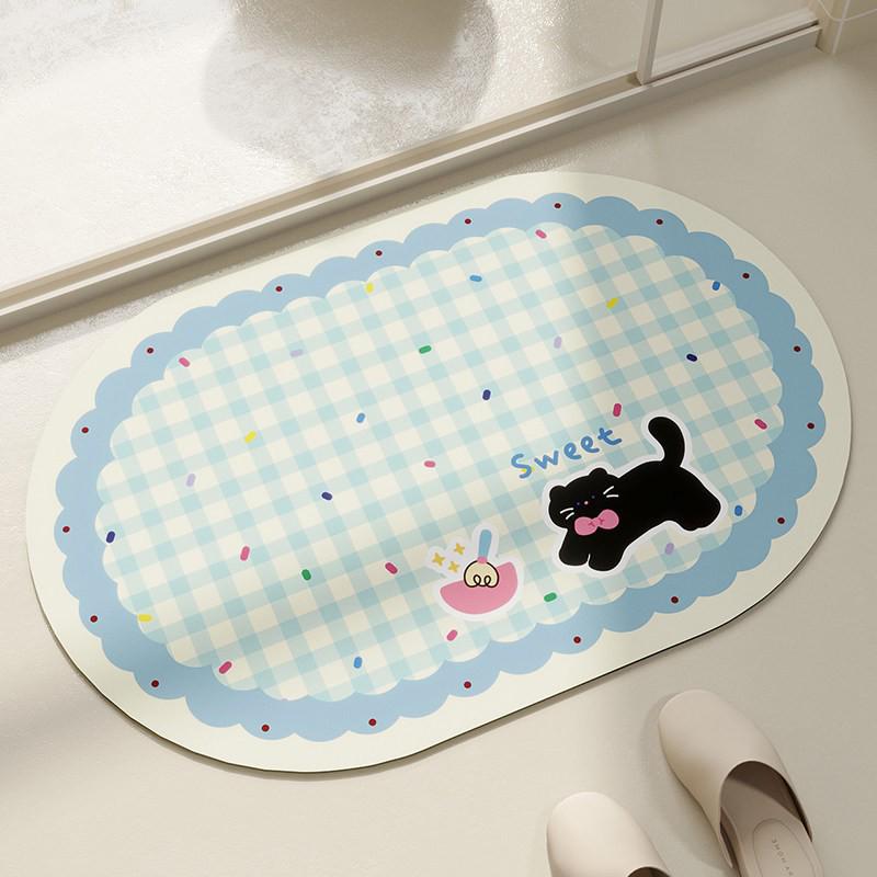 Anti-Rutsch-Badezimmertür-Matte im Cremestil - Wasserabsorbierend für den Toiletteneingang