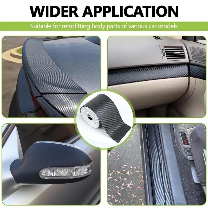 For 3D Carbon Fiber Car Stickers Door Sill Protector Bumper Tape Waterproof Protection Film Car Protector Strip Length 3/7/10M