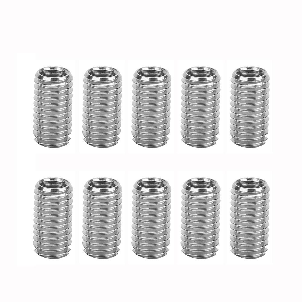 10pcs Threaded Inserts Inner M6X1.0 Outer M8X1.25 Length 15MM Male Female Nut