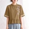 ZANZEA Women Casual Round Neck Floral Embroidery Loose 3/4 Sleeve Blouse