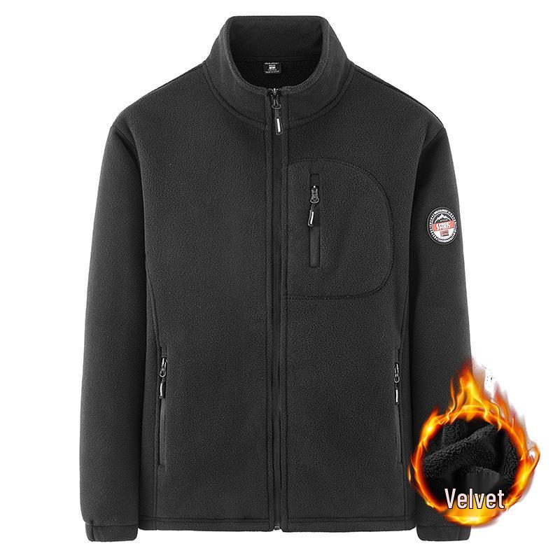 

Men s Thick Lambswool Fleece Hoodie Jacket for Winter and Autumn L