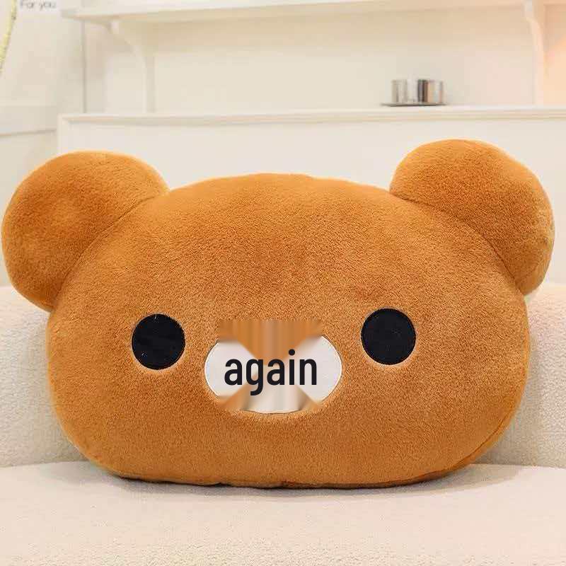 Rilakkuma Bear Backrest Pillow with Doll - Perfect for Dorm Rooms, Birthdays, and Bedroom Decor.