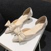 Bow High Heels Women's New Pointed Middle Heel Girl Style Hollow Stiletto Shoes