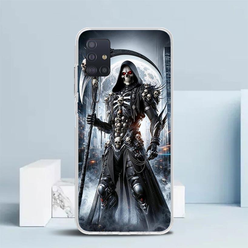 Death Grim Reaper Skull Scythe Soft Cover for Samsung Galaxy A12 A22 A32 A52 A72 A02S Phone Case Note 20 Ultra 10 S10 Plus A51 A