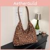 Leopard Pattern Shoulder Bag Women Large Tote With Zipper For Commuting And Travel