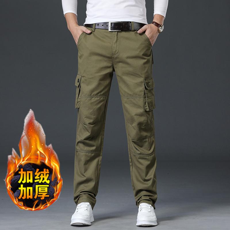 

Осенние и зимние мужские брюки с плюшем и плотными рабочими брюками, многокарманные мужские повседневные универсальные для активного отдыха 28