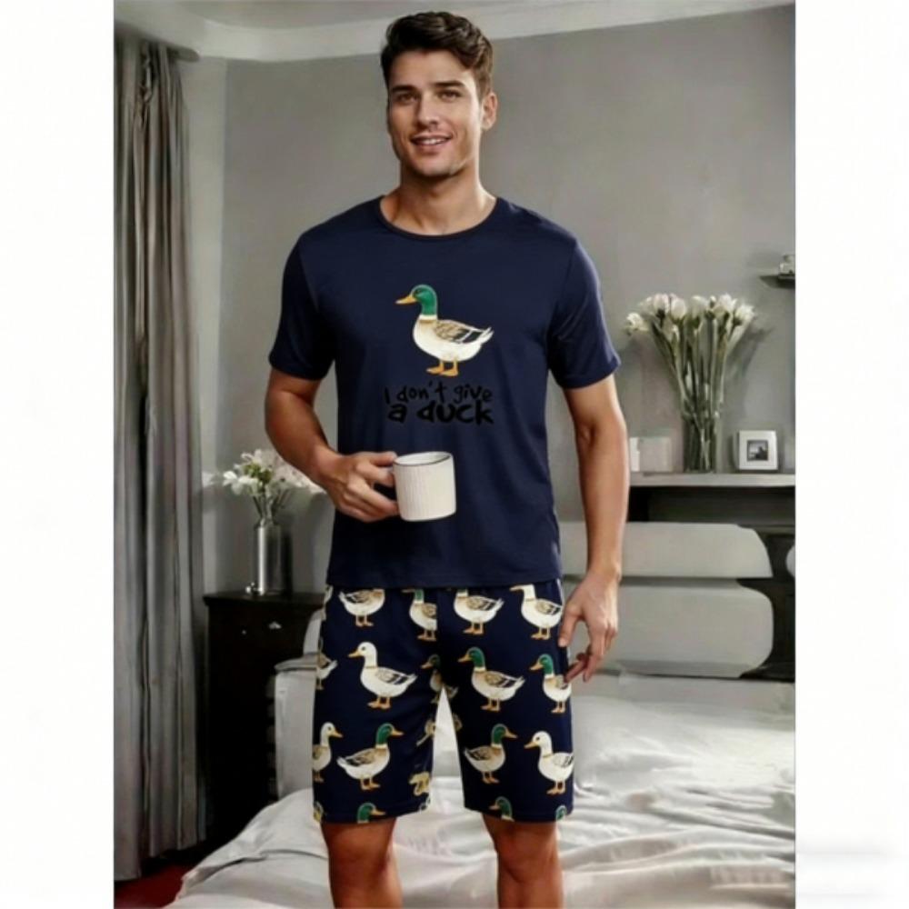 Kids Set Funny Duck Printed Kids T-shirt and Shorts 2 Piece Set Summer Casual Outdoor Boys and Girls Outfit Kids Clothing