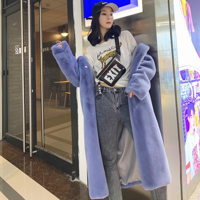 Womens Faux Mink Fleece Lined Hooded Coat Long Warm Oversized Winter Outerwear In Solid Colors