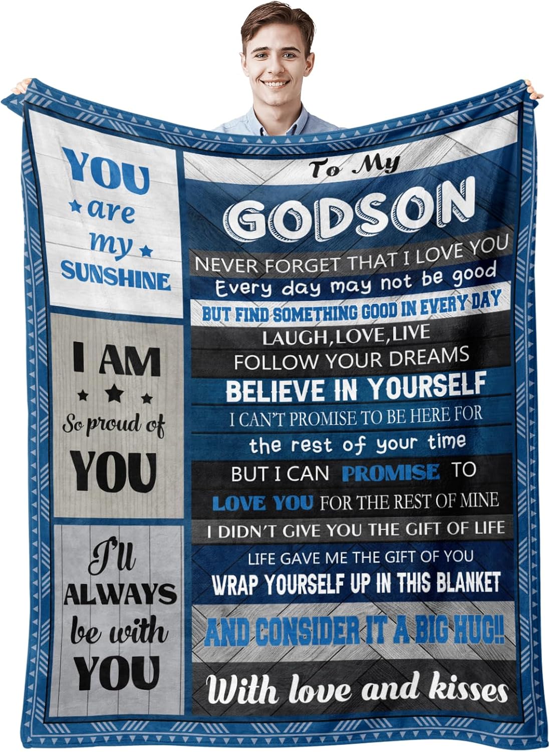 

Goddaughter Gifts from Godmother Godfather Godparents for Godson Baptism Gifts for Girl Boys First 1st Gifts Blanket 60 x50 75cmx90cm