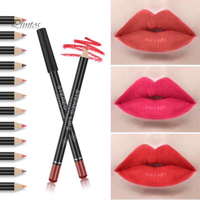 Puntos Cosmetic Vibely 12 Farbe Seidiger Lippenstift Bleistift Wasserdichtigkeit Langlebiger Lip Liner