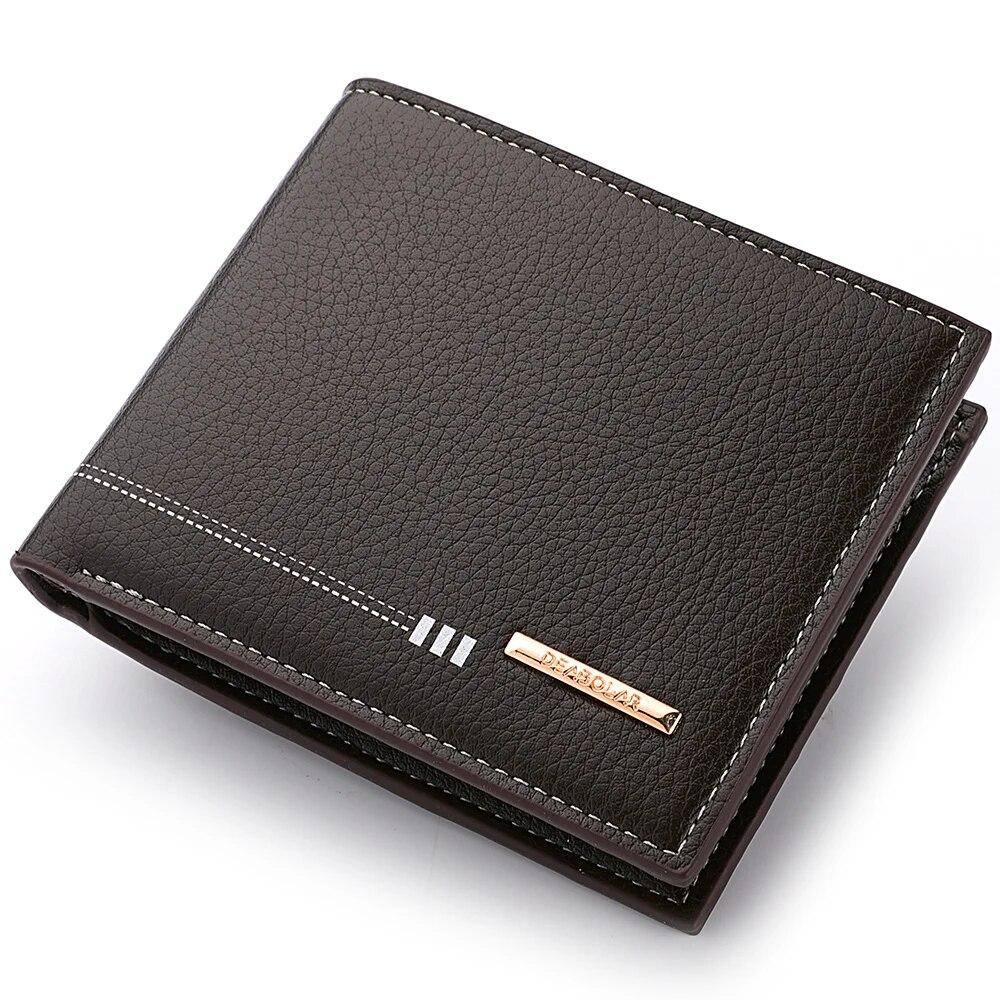 New Men's Wallet Credit Card Holder Zipper Coin Purse High-Quality Lychee Pattern Business Short Wallet For Men
