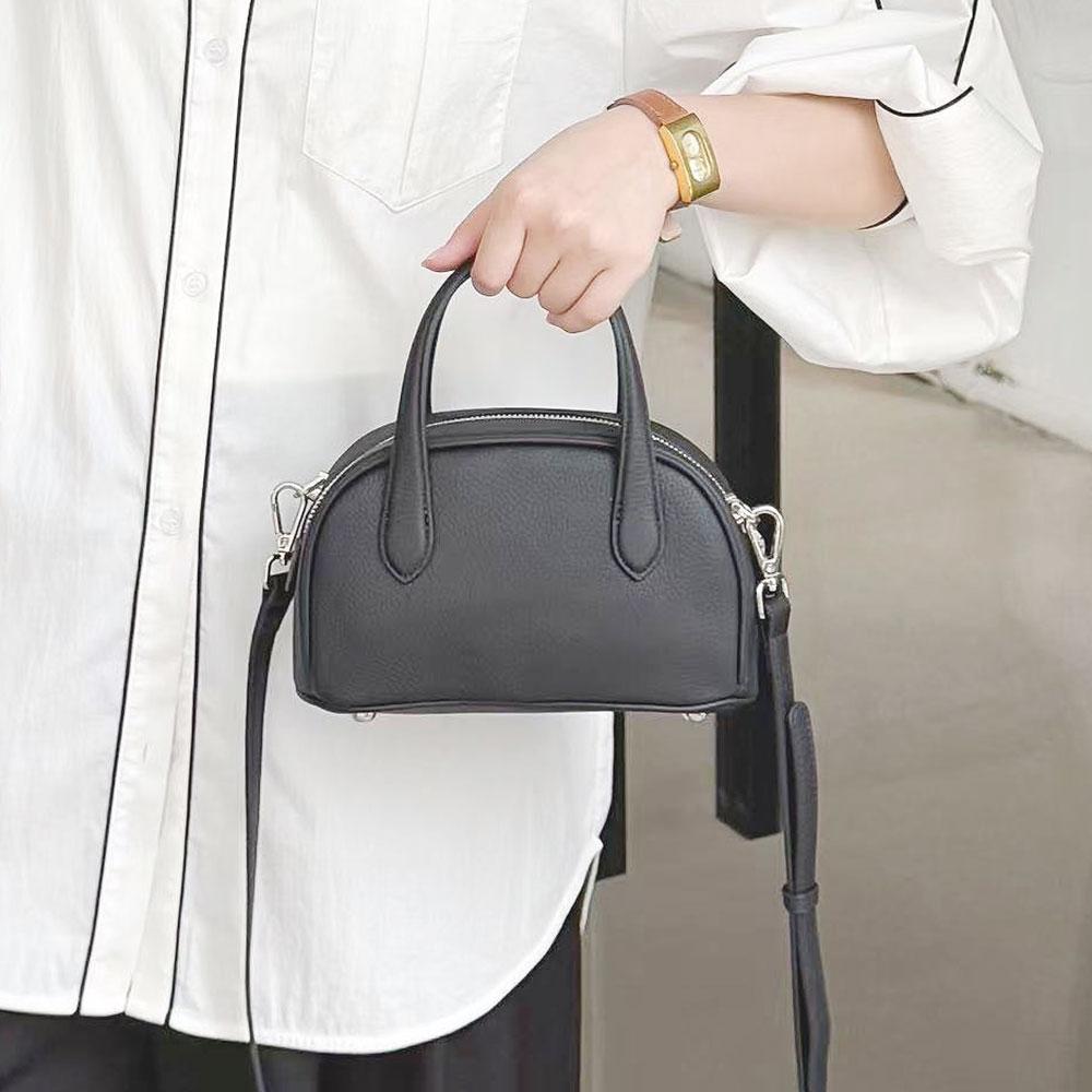 MATTIERE MT_27102 Simple Mini Boston Cow Leather Tote Crossbody Bag
