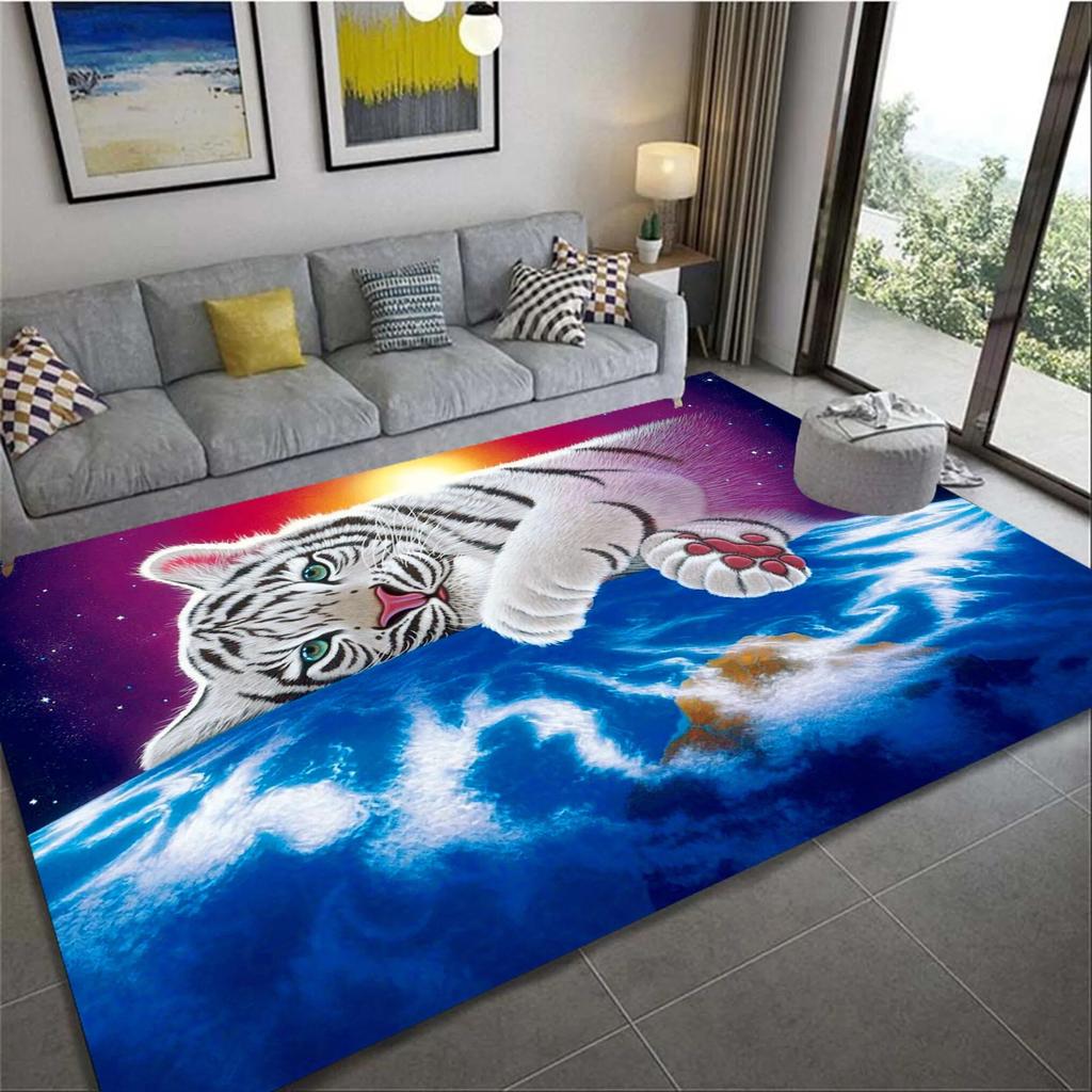 Cartoon Tiger HD Printing Art Camping Carpet Living Room Home Decoration Sofa Bed Carpet Non Slip Chair Cushion Casual Cushion