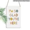 2D Flat I'm So Glad You're Here Boho Smile Face Metal Sign - 8.0x12.0inch Aluminum Wall Art, Classroom Counseling Office Welcome Decor, Pre-Drilled
