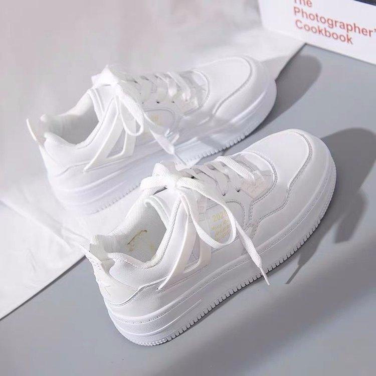 

Foreign trade single shoes women s 2025 autumn new rubber PU color matching fashion sports leisure white shoes women 35 белый
