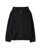 Uallong Rib Knit Hoodie Zip-Up - Black