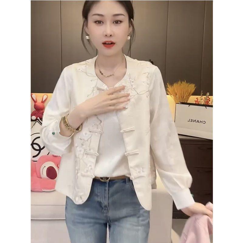 Retro Style Disc Buckle Floral Fashion Women's Spring Retro Top Vest Fashion Exterior Women's Clothing