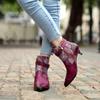 Zapatos de mujer Sandalias de cuero genuino Moda y elegante Zapatos de tacón alto pintados a mano retro en relieve