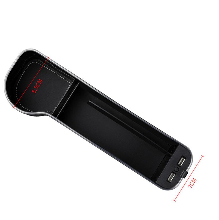 Led Atmosphere Light Car Seat Crevice Storage Box Usb QC3.0 Charging Port Seat B