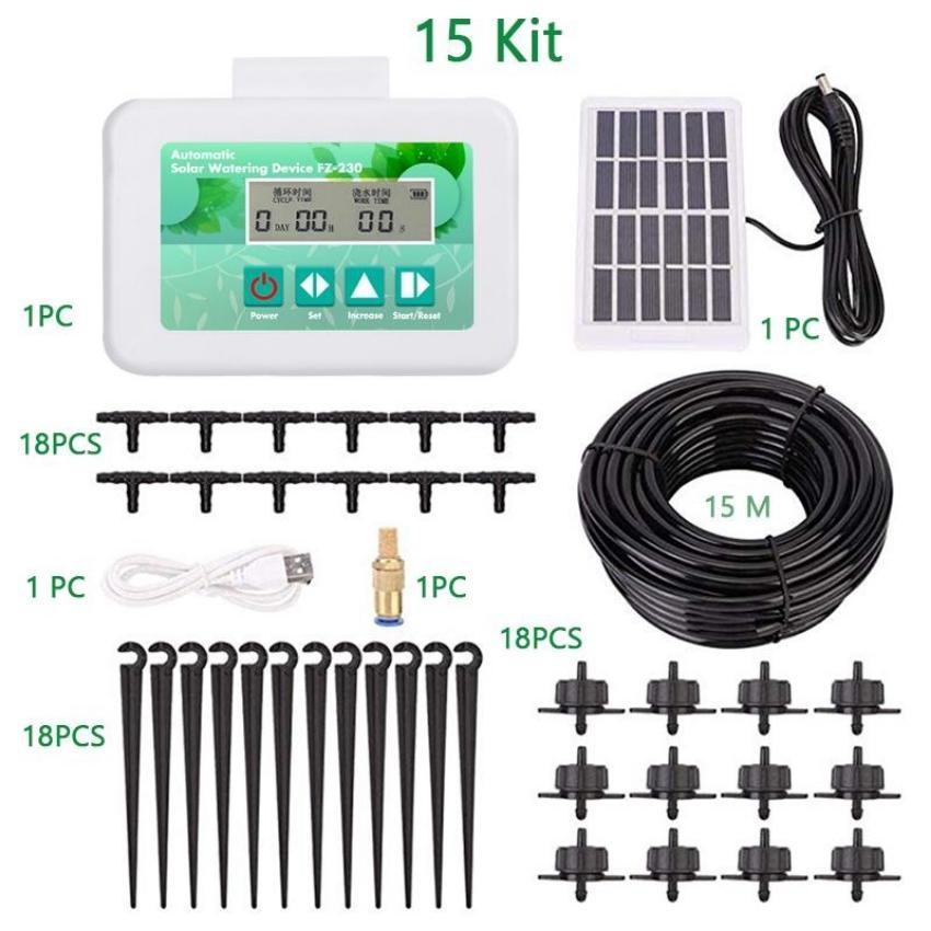 Automatisches Bewässerungsgerät mit Solarenergie, intelligenter Bewässerungstimer, Wasserpumpe, Bewässerungssystem, Gartenbewässerungssystem-Set, Tropfberieselung im Topf