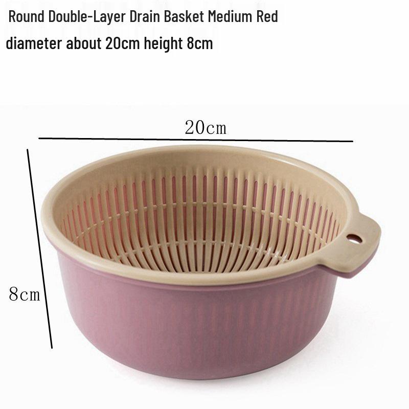 Hui Si Dual-Layer Kitchen Colander and Storage Basket for Fruits and Vegetables
