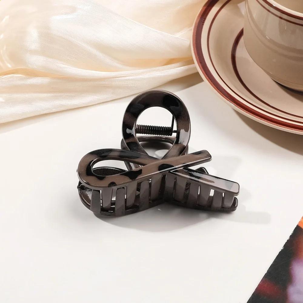 Large Small Leopard Print Hair Claw Clip for Women Thick Hair Elegant Bowknot Cross Geometric Catch Clamp Hairgrip Accessories