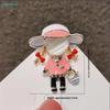 Pink Enamel Little Girl With Bag Brooch-Pearl Accent & Rhinestone Fashion Pin,Mini Figurine Jewelry for Coat,Bag & Daily Decor