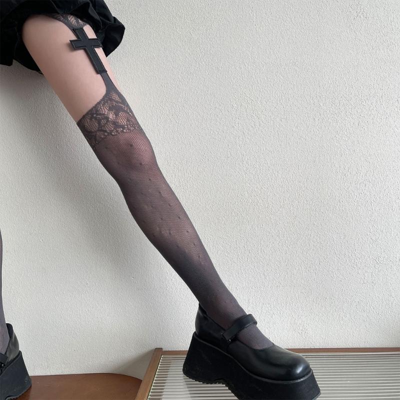 Sweet Elegant Women Thigh High Stockings Fashion Thin Hollows Long Tights Women Half Leg Tube Stockings Girl Garter Socks