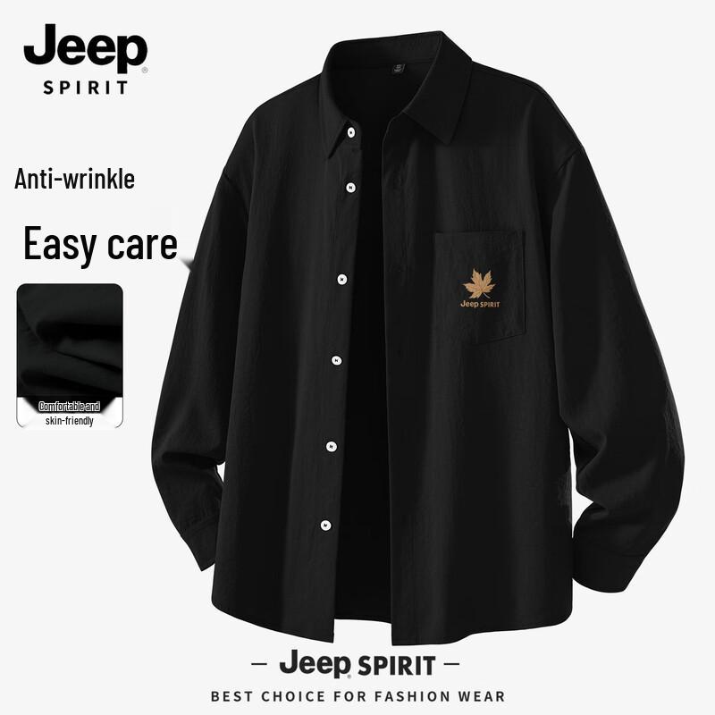 

JEEP SPIRIT Men s 2025 American Style Ice Silk Long Sleeve Shirt M