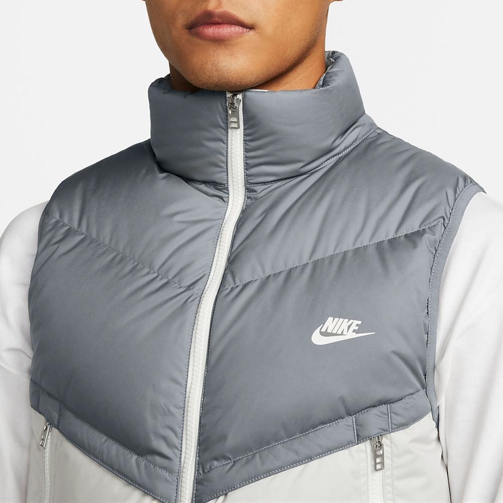 Nike Logo Print Casual Sports Stand Collar Down Zip Vest Men Outerwear Gray DV1136-084