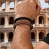 European and American hot-selling black rope adjustable Milan rope black matte beaded bracelet combination retro men's faith bracelet