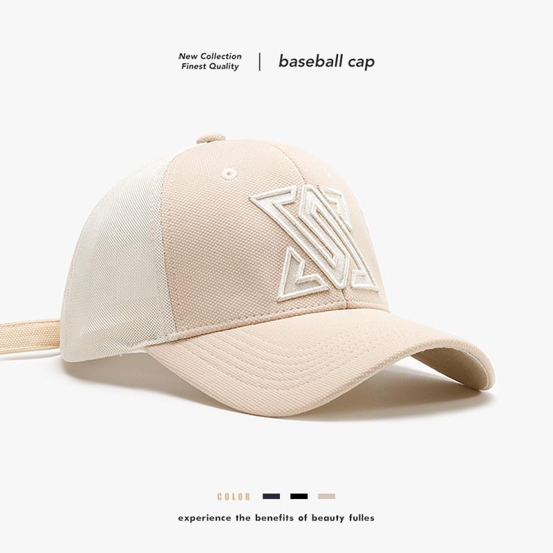 Polyester Mesh Baseball Cap With Sun Protection And Adjustable Fit For Summer Casual Wear