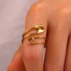 Geometric Gold Color Ring For Women Minimalist Stainless Steel Anillos Asymmetrical Hollow Punk Rings Fashion Jewelry Party Gift