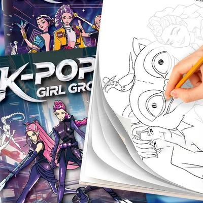 Kpop Demon Hunters Tracing Painting Anime Cartoon Line Drawing Children's Sketch Coloring Picture Book Children's Holiday Gifts