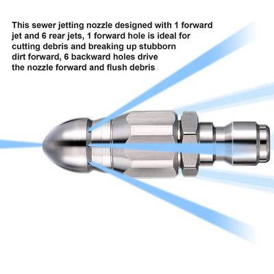 Vodní paprsek Vysokotlaký postřikovač Tryska Čistěte kanalizaci 1/4" tlaková myčka z nerezové oceli Rychlouzástrčka Vypouštěcí hadice Tryska