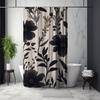 Gothic Floral Shower Curtain, Black Floral Shower Curtain, Black Wildflower, Vintage Gothic Shower Curtain, Spring