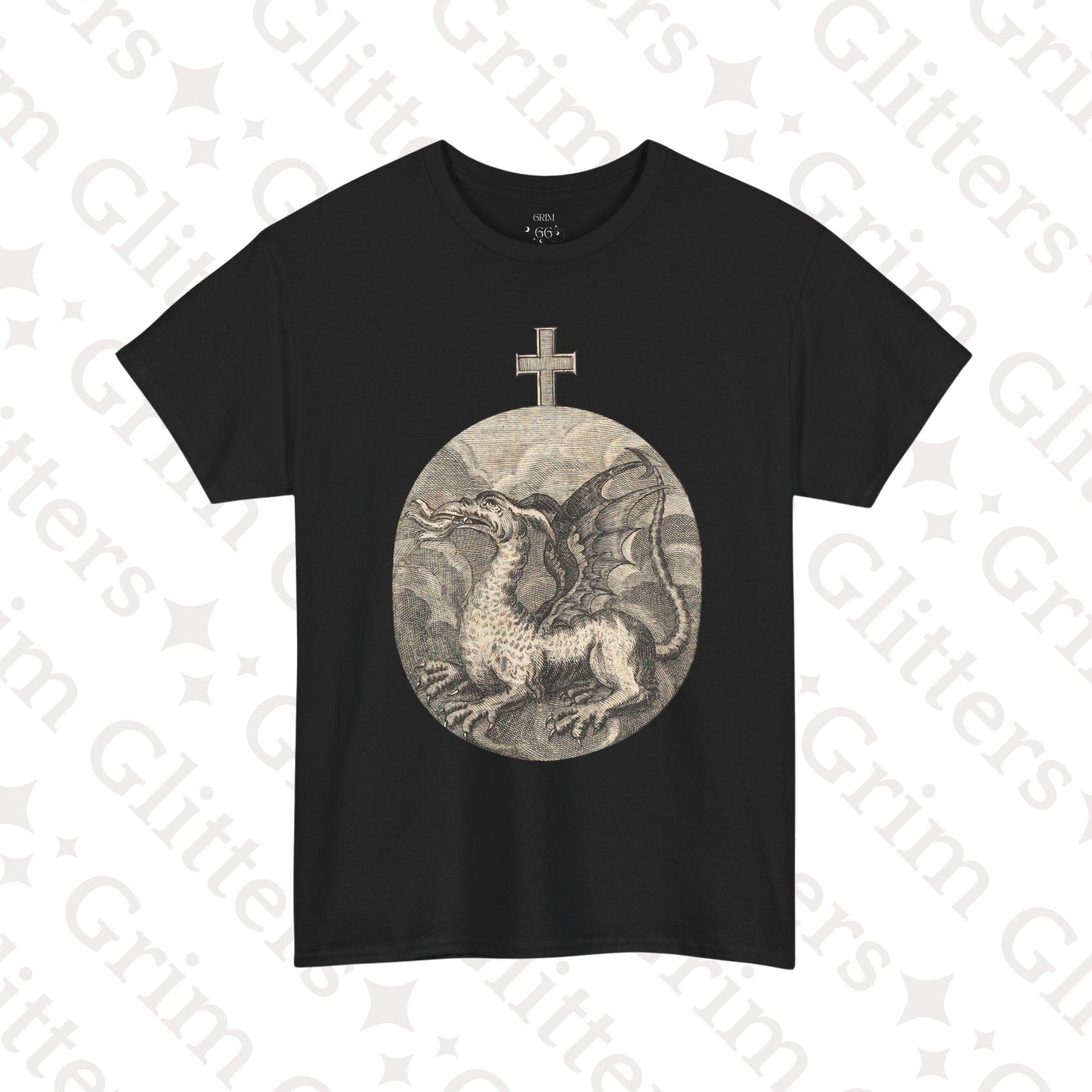 Alchemical Dragon T-Shirt: 1752 Hermetic Sun & Moon Emblem, Occult Unisex Tee S