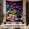 Custom Text Printed Tapestry Among Us Pattern Large Wall Hanging Indoor Room Decor