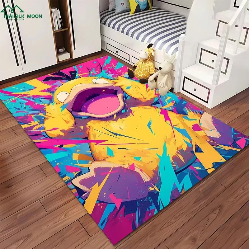 Japanese P0kem0n Theme Psyduck Printed Carpet Rugs for Living Room Bedroom Dining Office Sofa Non-Slip Large Decor Mat Potdemiel
