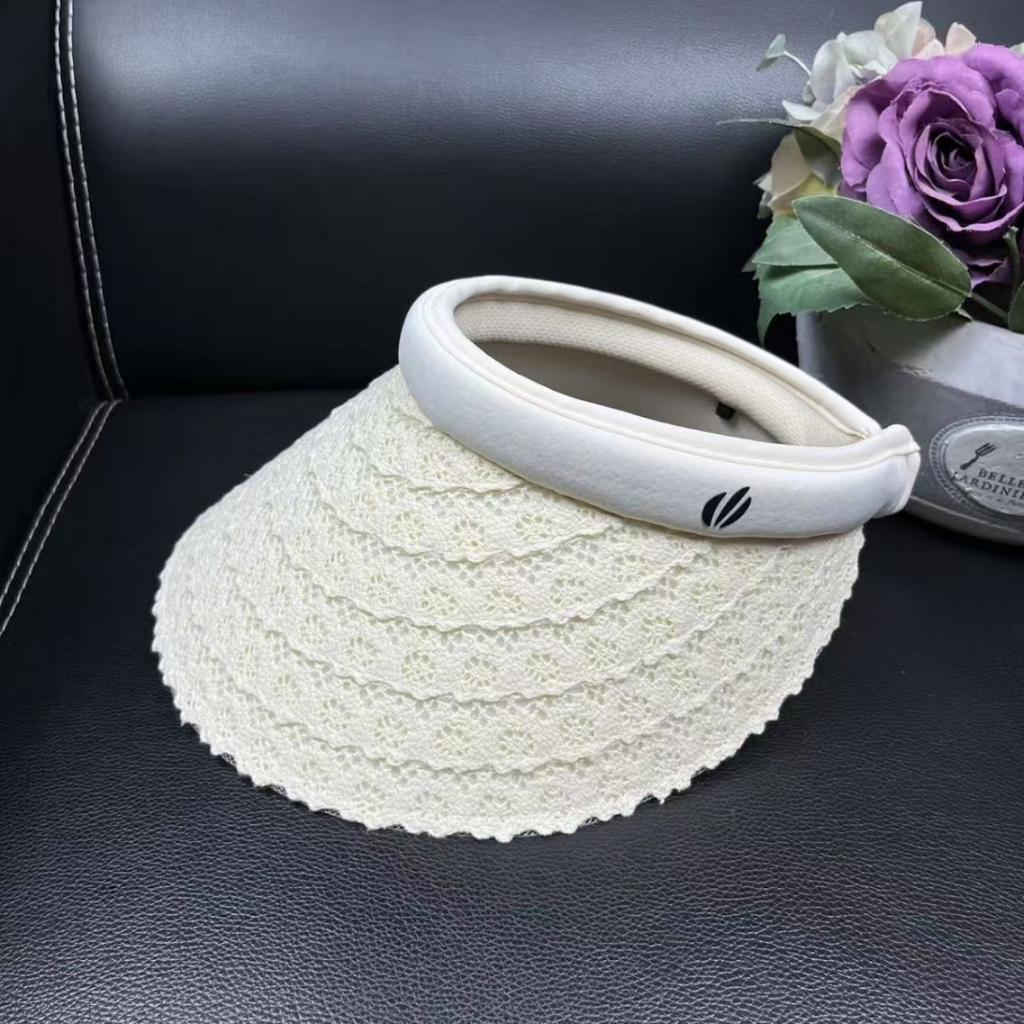 Summer New Lace Sunscreen Empty Top Hat Women's Travel Fashion Versatile Duck Tongue Sun Hat Vacation Beach Sun Hat